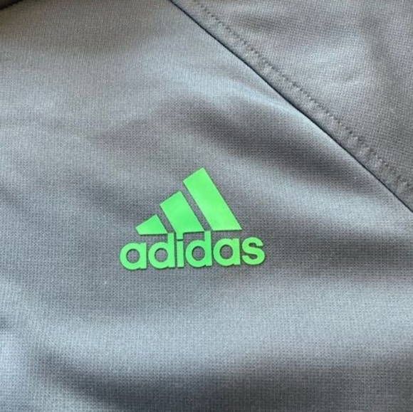 Adidas Mens Gray and Green Hoodie Sweatshirt Size Extra Large - Picture 3 of 4